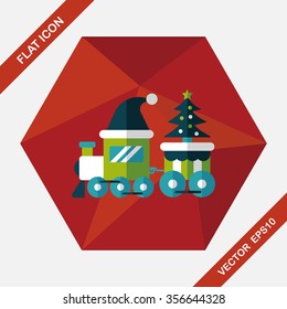 Christmas train toy flat icon with long shadow,eps10
