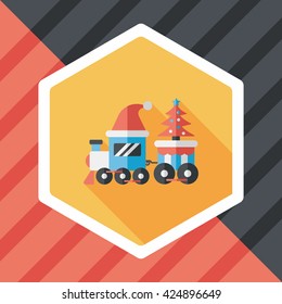 Christmas train toy flat icon with long shadow,eps10