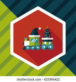 Christmas train toy flat icon with long shadow,eps10