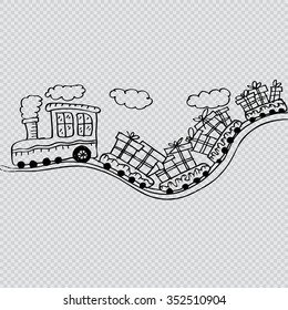 Christmas train.Sketch