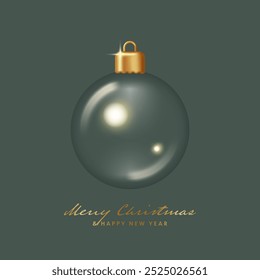 Christmas Transparent Glass Ball empty inside. Realistic Vector illustration in 3D style