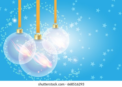 Christmas transparent glass balls with fire inside. Vector illustration