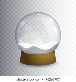 Christmas Transparent Snowglobe. Isolated On Transparent Background. Vector Illustration, Eps 10.