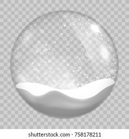 Christmas Transparent Snowglobe. Isolated On Transparent Background. Vector Illustration, Eps 10.