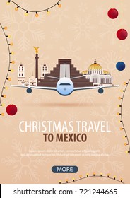 Christmas Travel to Mexico. Winter travel. Vector illustration