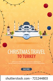 Christmas Travel to Turkey. Winter travel. Vector illustration