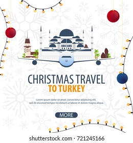 Christmas Travel to Turkey. Winter travel. Vector illustration