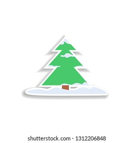 Christmas tree 2 colored line sticker icon. Elements of Christmas in color icons. Simple icon for websites, web design, mobile app, info graphics