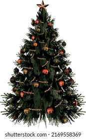 Christmas tree 2- Front view illustration vector png	