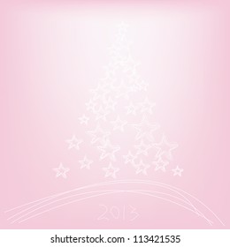 Christmas tree 2013 with stars on a pink background, vector