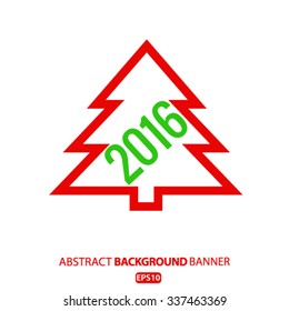 Christmas tree 2016 Christmas card. Vector EPS 10 illustration.