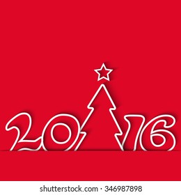 Christmas tree 2016, winter holiday mockup poster, design template party invitation red background