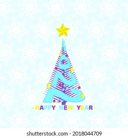 Christmas tree 2022. Happy new year. flat vector illustration.
