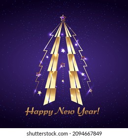 Christmas tree 2022 vector. Merry Christmas and Happy New Year postcard