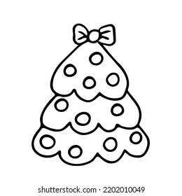 Weihnachtsbaum 2023, handgezeichnetes Element, Skizzendoodle-Stil. Festliches Design für Neujahrsferien, Zeichnungen mit Tinte, Stift, Marker. Einzeln. Vektorgrafik.