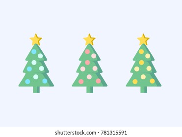 Christmas tree 3 color set vector, scalable and editable file.