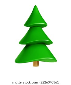 Árbol de Navidad 3d, color verde. Decoración de vacaciones. Elemento de diseño 3d de vacaciones realistas. Icono aislado en fondo blanco. 