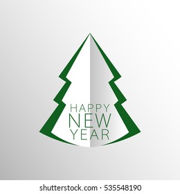 Christmas tree 3d. New Year. Vector card.