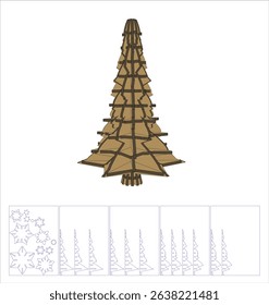 Christmas tree 3d Puzzle cnc laser cutting 3 mm