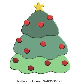 Christmas Tree 3D Vector, Christmas Tree Icon Vector.