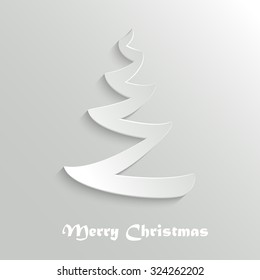 Christmas Tree - 3d White New Year Greeting Card Design Template Background