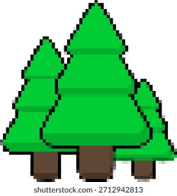 Ícone de pixel de 8 bits da árvore de Natal. Ilustração vetorial.