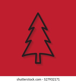 Christmas tree with abstract branches in flat design.