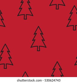 Christmas tree with abstract branches in flat design. Seamless.