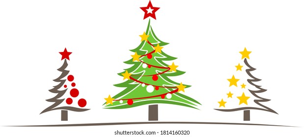 CHRISTMAS TREE abstract card silhouette vector