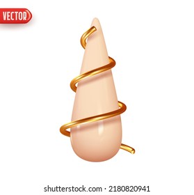 Christmas tree. Abstract decorative festive conical shape spiral tree. New Year's holiday decor. Realistic 3d design element In cartoon style. Icon isolated on white background. Vector illustration