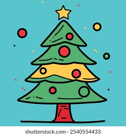 Árvore de Natal, design abstrato, vetor minimalista, ícone de estrela, árvore de férias
