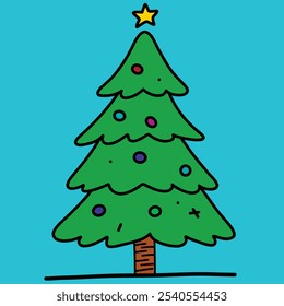Christmas tree, abstract design, minimalistic vector, star icon, holiday tree