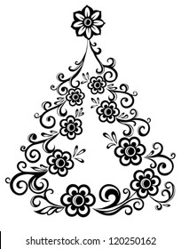 Christmas Tree, abstract floral pattern