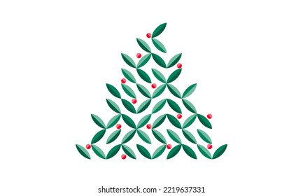 Ilustración de vectores geométricos abstractos del árbol de Navidad Ornamento verde de Navidad para tarjetas postales móviles web	