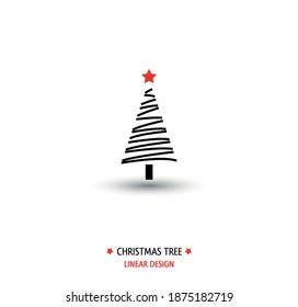 Weihnachtsbaum im abstrakten linearen Stil. Weihnachten und Neues Jahr