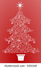 Christmas tree.  An abstract Christmas tree made up of a swirly pattern