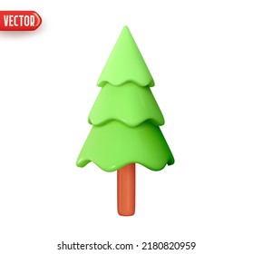 Christmas tree. Abstract minimal decorative festive conical shape tree. New Year's holiday decor. Realistic 3d design element In cartoon style. Icon isolated on white background. Vector illustration