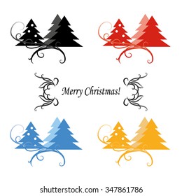 Christmas tree abstract patterns, vector