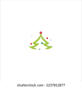 Christmas tree abstract with a star with geometric lines on a white background.