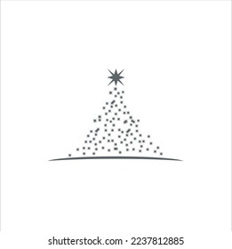 Resumen de árbol de Navidad con una estrella con líneas geométricas sobre un fondo blanco.