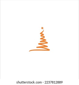 Christmas tree abstract with a star with geometric lines on a white background.