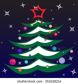 christmas tree, abstract vector art illustration
