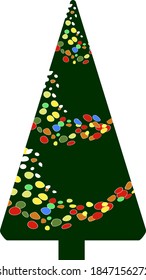 christmas tree abstract witch colorful confetti. Vector illustration. Isolated