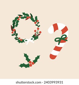 Christmas tree accessories - flat illustration