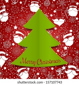 Christmas tree applique vector background.