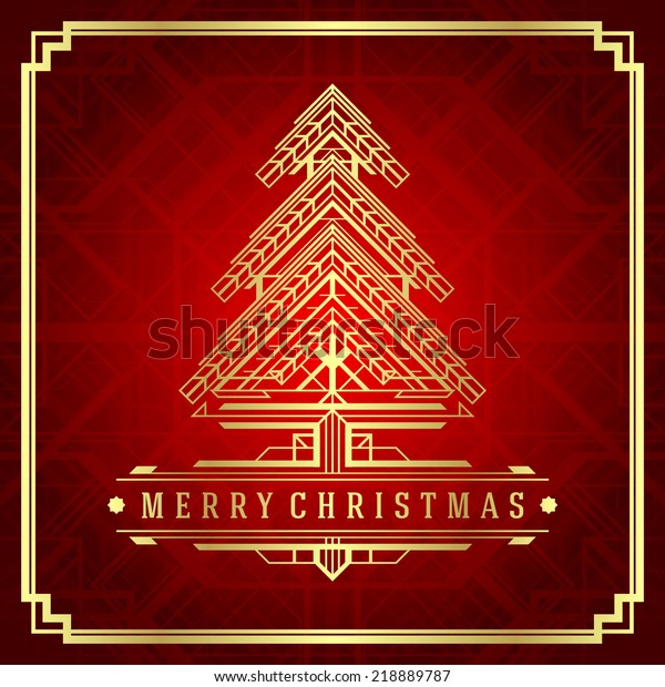 Christmas Tree Art Deco Style Merry Stock Vector (Royalty Free) 218889787
