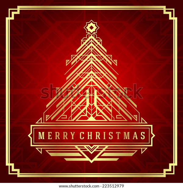 Christmas Tree Art Deco Style Merry Stock Vector (Royalty Free) 223512979 Shutterstock
