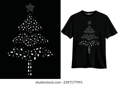 Christmas tree art design illustration vector t-shirt design. Merry Christmas.