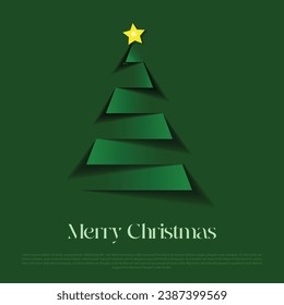 Christmas tree art vector.Green Color Christmas Delight: 3D Graphics and Shadow Vector Illustration of a Festive Tree