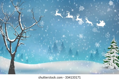 Christmas tree autumn on winter background. vector